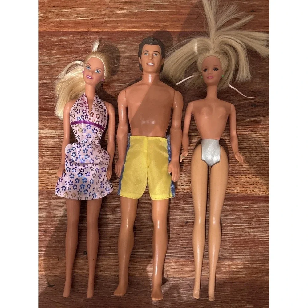 Vintage Barbie Doll Mattel Lot 3 Dolls 90s Heads 60s Bodies. 2 Girls 1 Boy